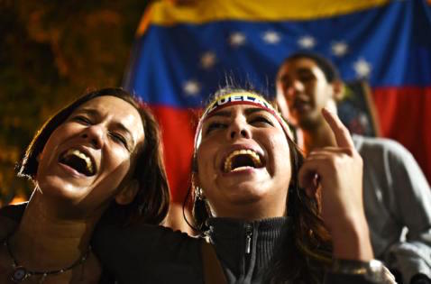 Pro-freedom Venezuelans celebrate their electoral victory.