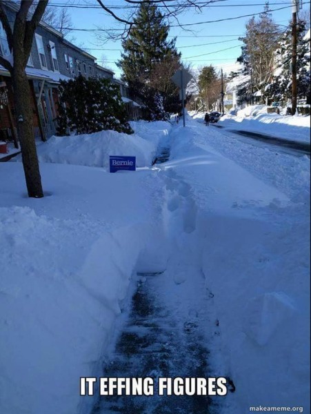 Bernie no snow shovel