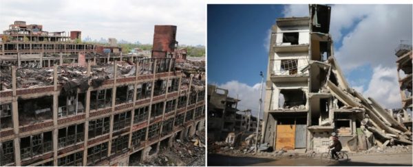 One of these cities is Aleppo. The other is Detroit. Run by Democrats for 60 years.